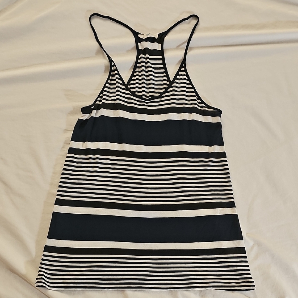 STEM Women's S Navy and White Striped Tank Top
